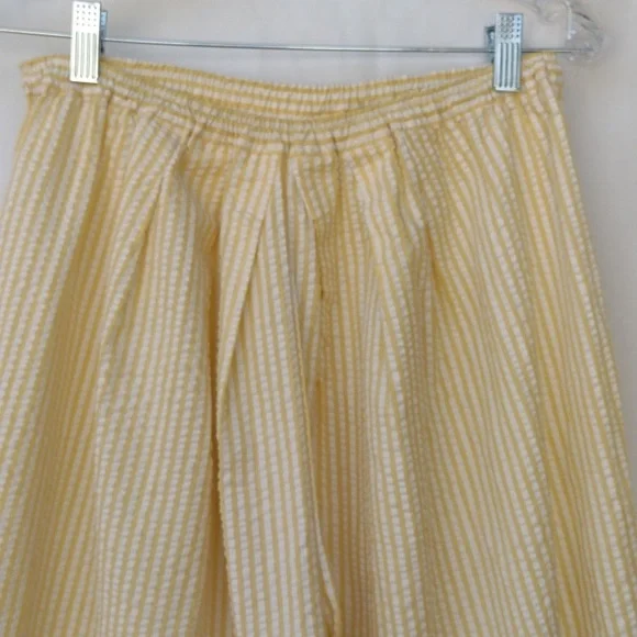 Vintage Handmade Yellow Striped Seersucker Pants L - Picture 4 of 9